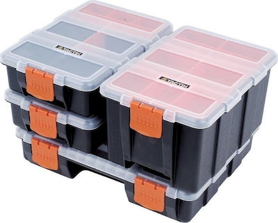 Tactix Werkzeugkoffer-Organisatoren mit einstellbaren Fächern und abnehmbaren Boxen Schwarz 29x23x18cm 4 Stück