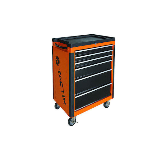 Tactix Wheeled Metallic Tool Carrier with 6 Drawers W66xD48xH93cm