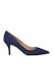 Mourtzi Suede Pointed Toe Blue Medium Heels