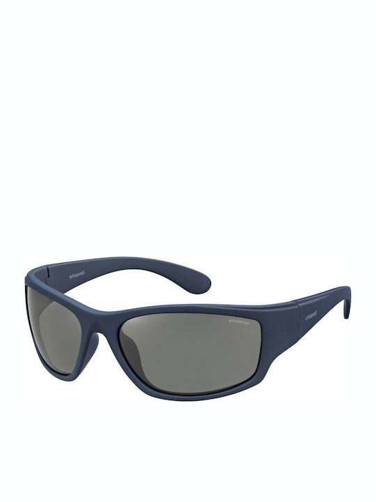 Polaroid Men's Sunglasses with Blue Acetate Frame and Black Polarized Lenses PLD 7005/S 863/C3