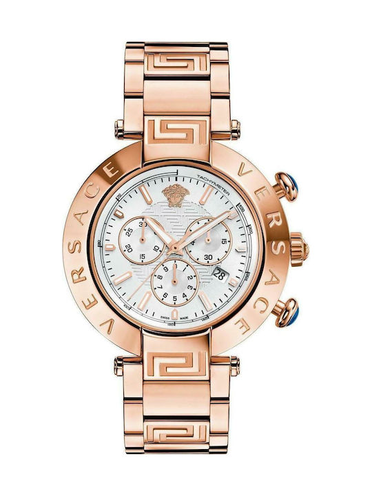 Versace Reve Chrono Watch Chronograph Battery with Pink Gold Metal Bracelet