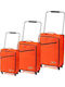 Zframe 3x Set Orange Βαλίτσες Ταξιδιού Υφασμάτινες Πορτοκαλί Μέγιστου Ύψους 77εκ. με 4 Ρόδες Σετ 3τμχ