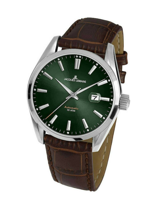 Jacques Lemans Derby Watch Battery with Brown Leather Strap