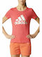 Adidas Performance Foil Logo Women's Athletic T-shirt Red