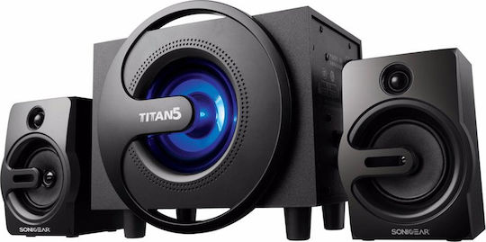 Sonic Gear Titan 5 Kabellose Computerlautsprecher 2.1 mit Bluetooth und Leistung 20W in Schwarz Farbe