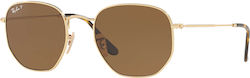 Ray Ban Hexagonal Γυαλιά Ηλίου Χρυσά με Μεταλλικό Σκελετό