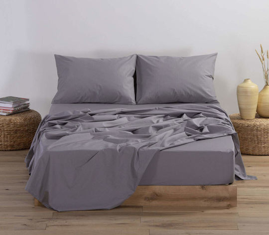 Nef-Nef Homeware Basic Σεντόνι Μονό 170x270εκ. Light Grey