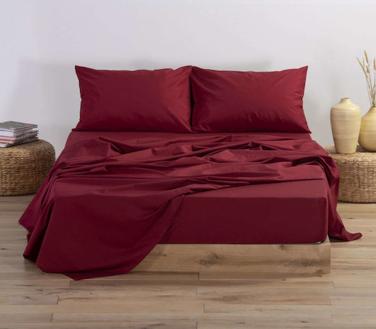 Nef-Nef Homeware Basic Σεντόνι Μονό 170x270εκ. 970 Bordo