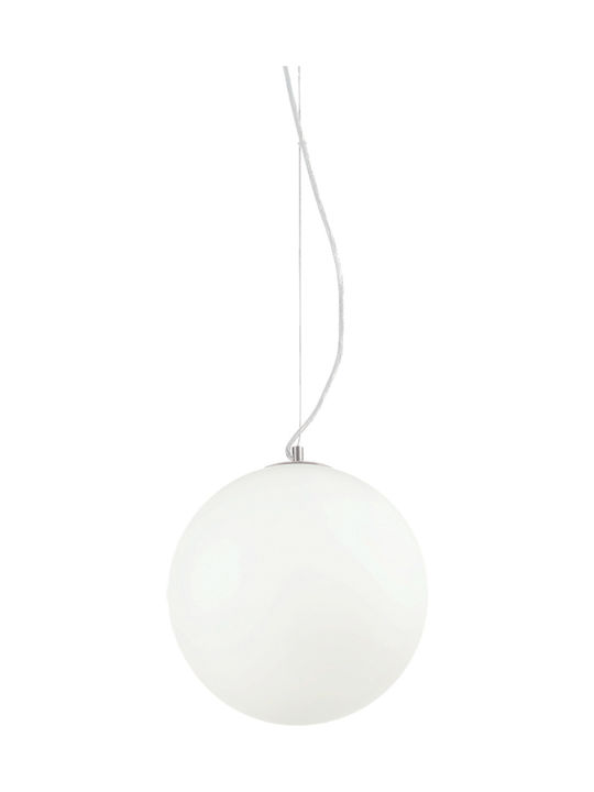 Ideal Lux Mapa Bianco SP1 D30 Μοντέρνο Κρεμαστό Φωτιστικό Μονόφωτο Μπάλα με Ντουί E27 σε Λευκό Χρώμα