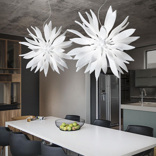 Ideal Lux Leaves SP8 Κρεμαστό Φωτιστικό Λευκό 63x69.5εκ.