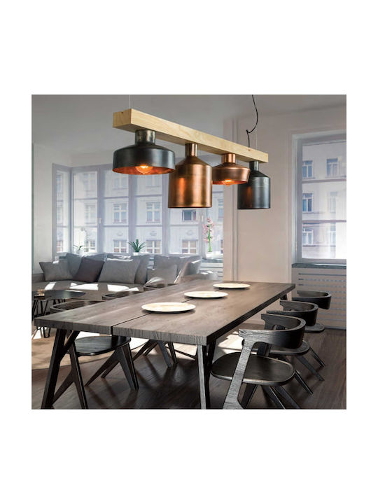 Zambelis Lights Pendant Light Copper Rail for 4 Bulbs E27 115x115cm
