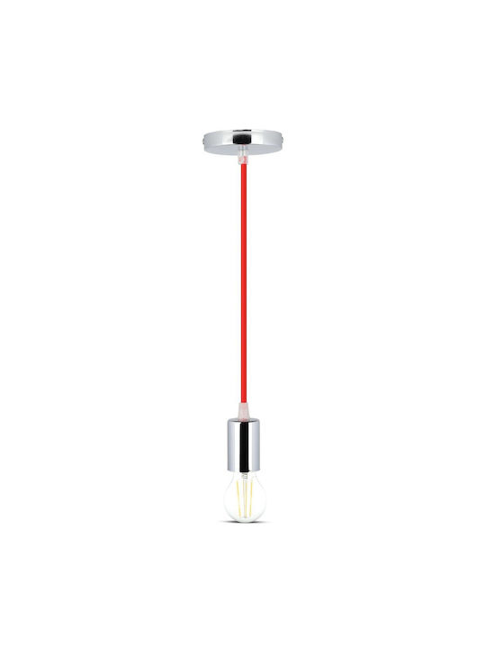 V-TAC Cable Μοντέρνο Κρεμαστό Φωτιστικό Μονόφωτο με Ντουί E27 σε Κόκκινο Χρώμα