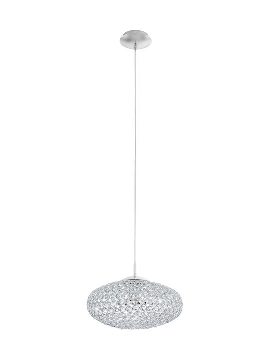Eglo Clemente Hängende Deckenleuchte Einfaches Licht mit Kristallen für Fassung E27 Silber