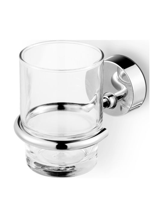 Geesa Series Glass Cup Holder Wall Mounted Silver