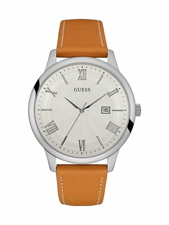 Guess Ceas Barbati 46mm Baterie cu Curea din Piele Maro