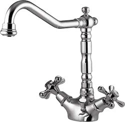 Leda Classic Μπαταρία Νιπτήρα Ψηλή Ρετρό Ασημί Leda Classic Μπαταρία Νιπτήρα Ψηλή Ρετρό Ασημί