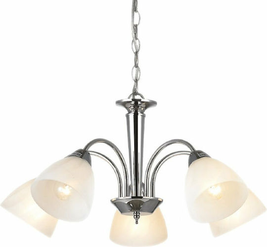 Aca Byron Pendant Light Silver for 5 Bulbs E14, E.14 100x27cm