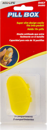 Acu-Life Daily Organizator Pastile cu 3 Compartimente în culoarea Galben