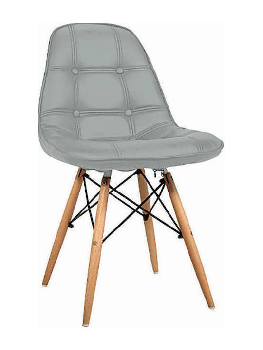 Amanta Dining Room Artificial Leather Chair Grey 46x51x82cm