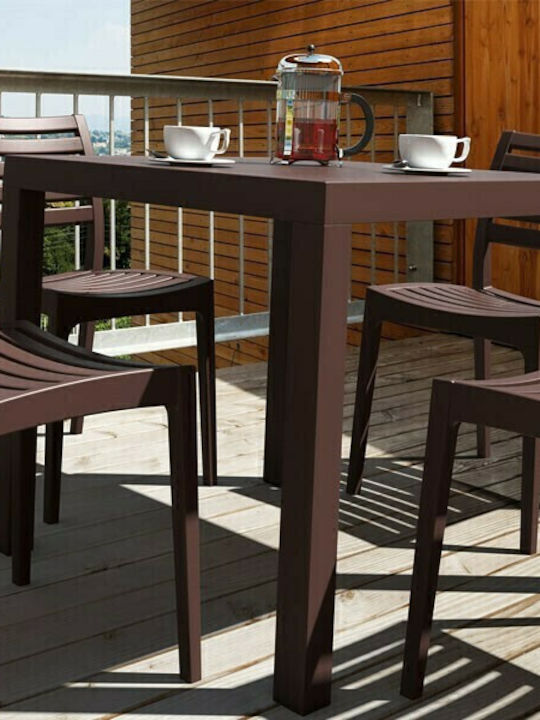 Ares Auxiliary Outdoor Free Standing Polypropylene Table Brown 80x80x75cm