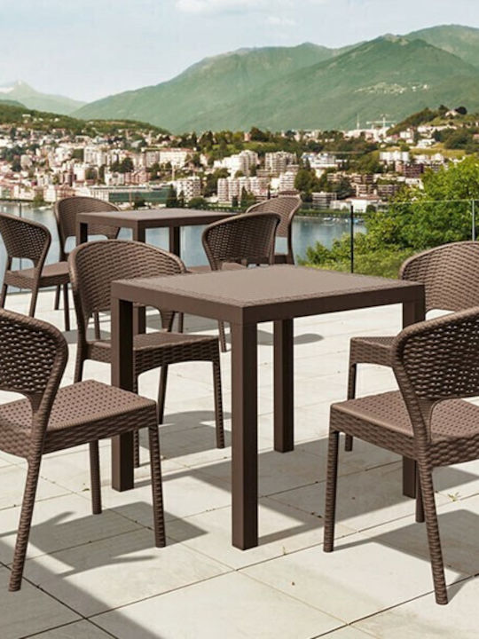 Tisch für kleine Außenbereiche Rattan Stabil Orlando Braun 80x80x75cm