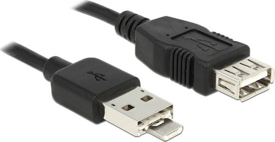 DeLock Regular USB to micro USB Cable Μαύρο 0.2m (83609)