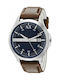 Armani Exchange Herrenuhr 46mm Batterie mit Braun Lederarmband