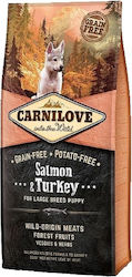 Carnilove Salmon & Turkey Puppy Large 12kg Ξηρά Τροφή χωρίς Σιτηρά για Κουτάβια Μεγαλόσωμων Φυλών με Γαλοπούλα και Σολομό