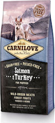 Carnilove Salmon & Turkey Puppy 1.5kg Ξηρά Τροφή χωρίς Σιτηρά για Κουτάβια με Γαλοπούλα και Σολομό