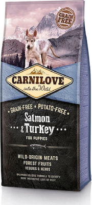 Carnilove Salmon & Turkey Puppy 12kg Ξηρά Τροφή χωρίς Σιτηρά για Κουτάβια με Γαλοπούλα και Σολομό