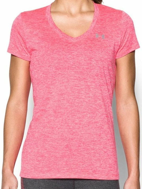 Under Armour Tech Ssv Twist Feminin Sport Tricou cu Decolteu în V Roz