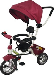 Zita Toys Kids Tricycle with Storage Basket, Push Handle & Sunshade for 12+ Months Red