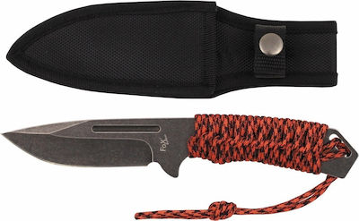 Fox Outdoor Large Stonew - Paracord Wrap Messer Überleben Rot in Scheide