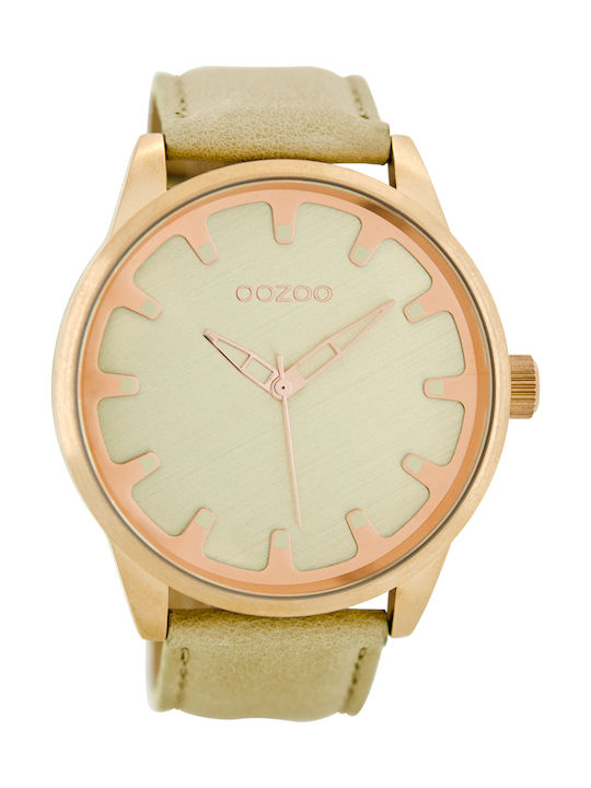 Oozoo Timepieces Watch with Beige Leather Strap