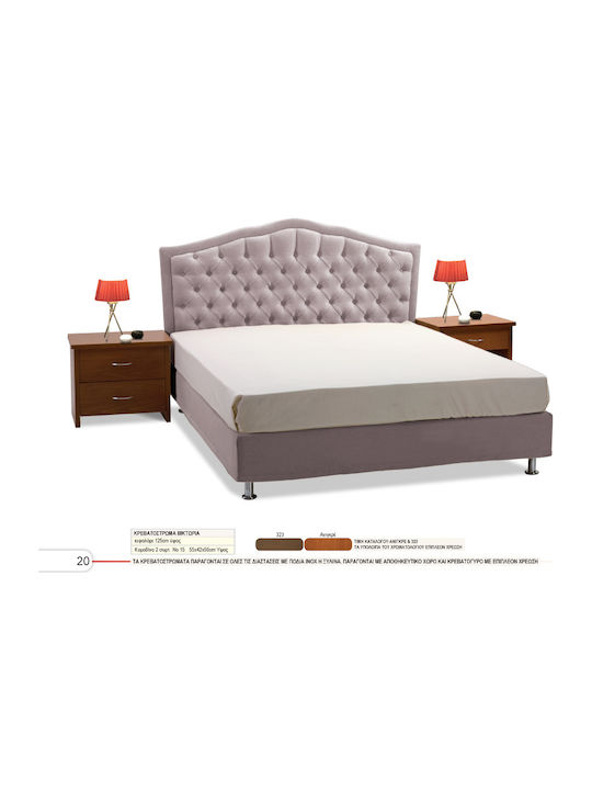 Victoria Bed Double Upholstered with Fabric Purple Storage Space for Mattress 140x190cm