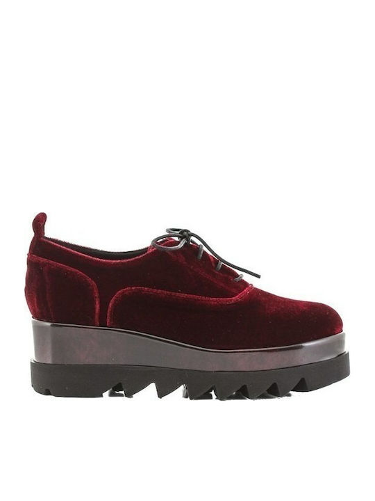 Keep Fred Nine Bordeaux Women's Flatform Oxfords Red BBD-503-BORDO