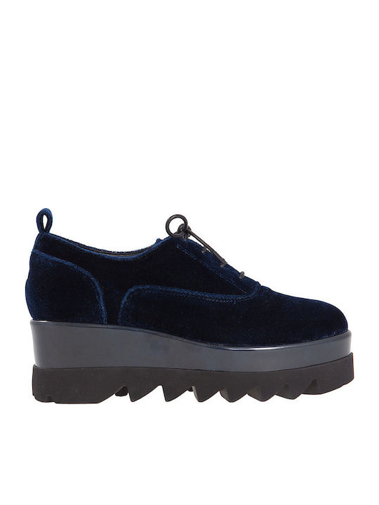 Keep Fred Nine Blue Oxfords Flatform pentru femei în Albastru Culore BBD-503-BLUE