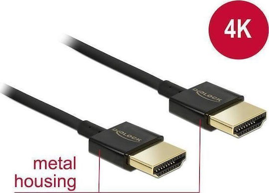 DeLock HDMI 2.0 Premium High Speed 4K 60Hz HDR Cable HDMI male - HDMI male 0.5m Μαύρο