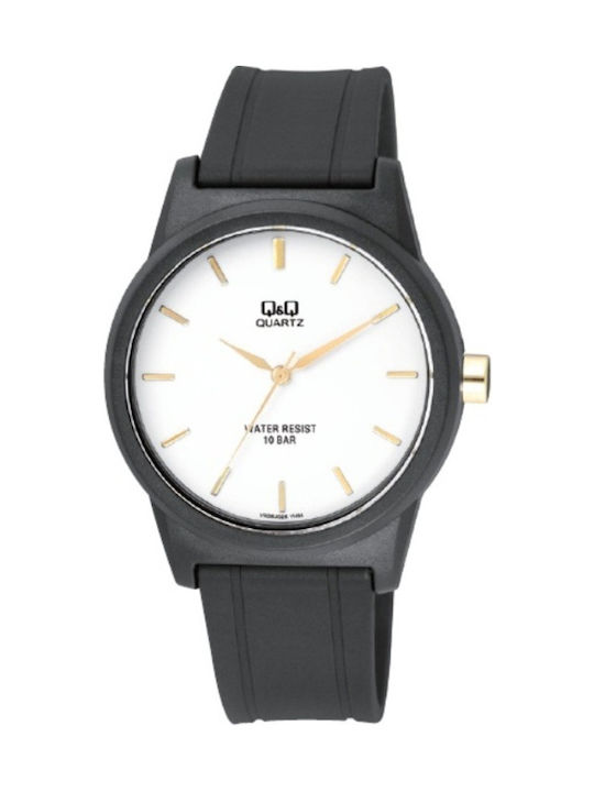 Q&Q Ανδρικό Ρολόι 40mm Μπαταρίας με Μαύρο Καουτ...