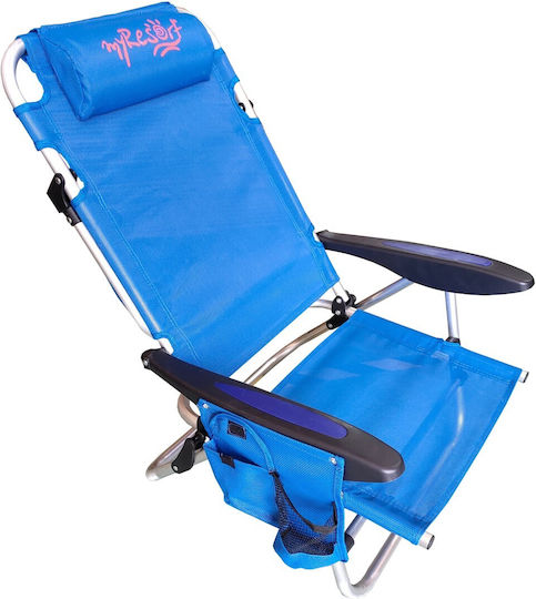 Campus Aluminium Beach Chair with High Back Blue Waterproof 45x35.5cm