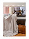 Down Town Home 454 Knitted Blanket Single 170x240cm Ecru Border