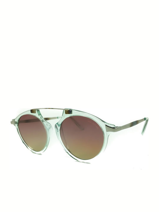 Bob Sdrunk Mark Green Crystal / Mirror 215 Damen Sonnenbrille mit Transparent Gestell und Grün Verlaufsfarbe Spiegel Linse