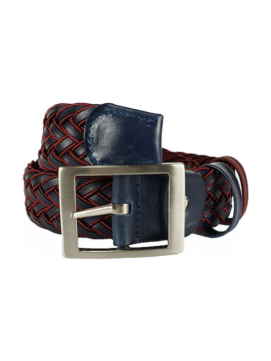 Bor Men's Leather Belt Dark Blue / Bordeaux (3903.52) (80% Leather, 20% Cotton)