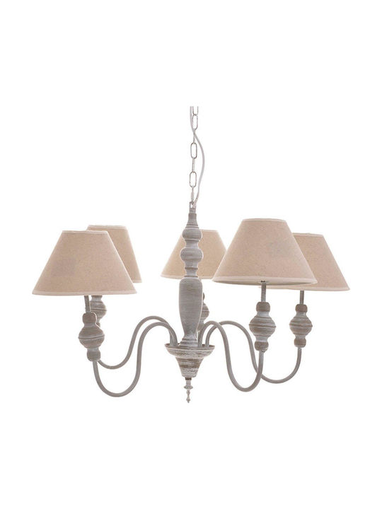 Inart Chandelier Lampshade 5xE14 Gray 65cm 3-10-774-0002