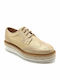 8343 Γυναικεία Flatform Oxfords σε Χρυσό Χρώμα