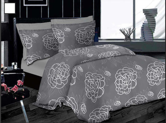 Le Blanc Сет Чаршафи с Ластик 100x200+33см. Night Lotus Сив 3бр
