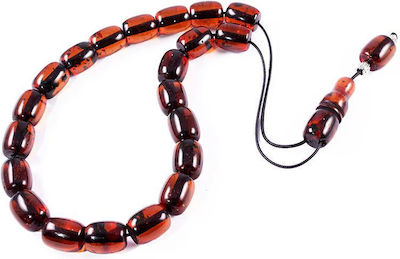 Komboloi Bakelite cu bucăți de chihlimbar 22 Bordeaux Beads 17mm