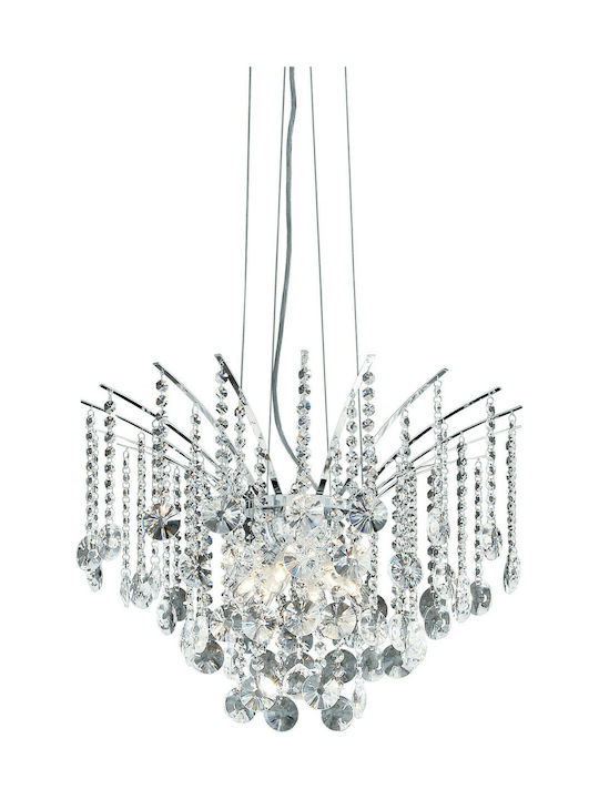 Ideal Lux Chandelier with Crystals 6xG9 Transparent 55.5cm 019499