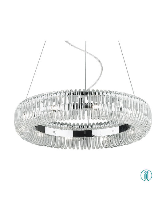 Ideal Lux Πολυέλαιος 10xG9 Ø53cm με Κρύσταλλα Διάφανος 059570