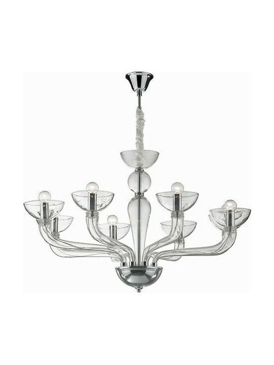 Ideal Lux Chandelier Candlestick 8xE14 Transparent 88cm 044255